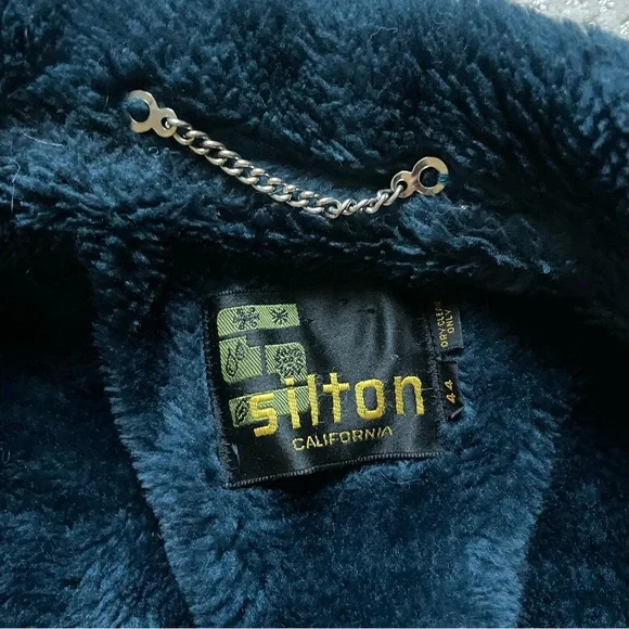 Vintage 60s Silton California Blue Plaid Mohair Bomber Jacket Fur 44 Western